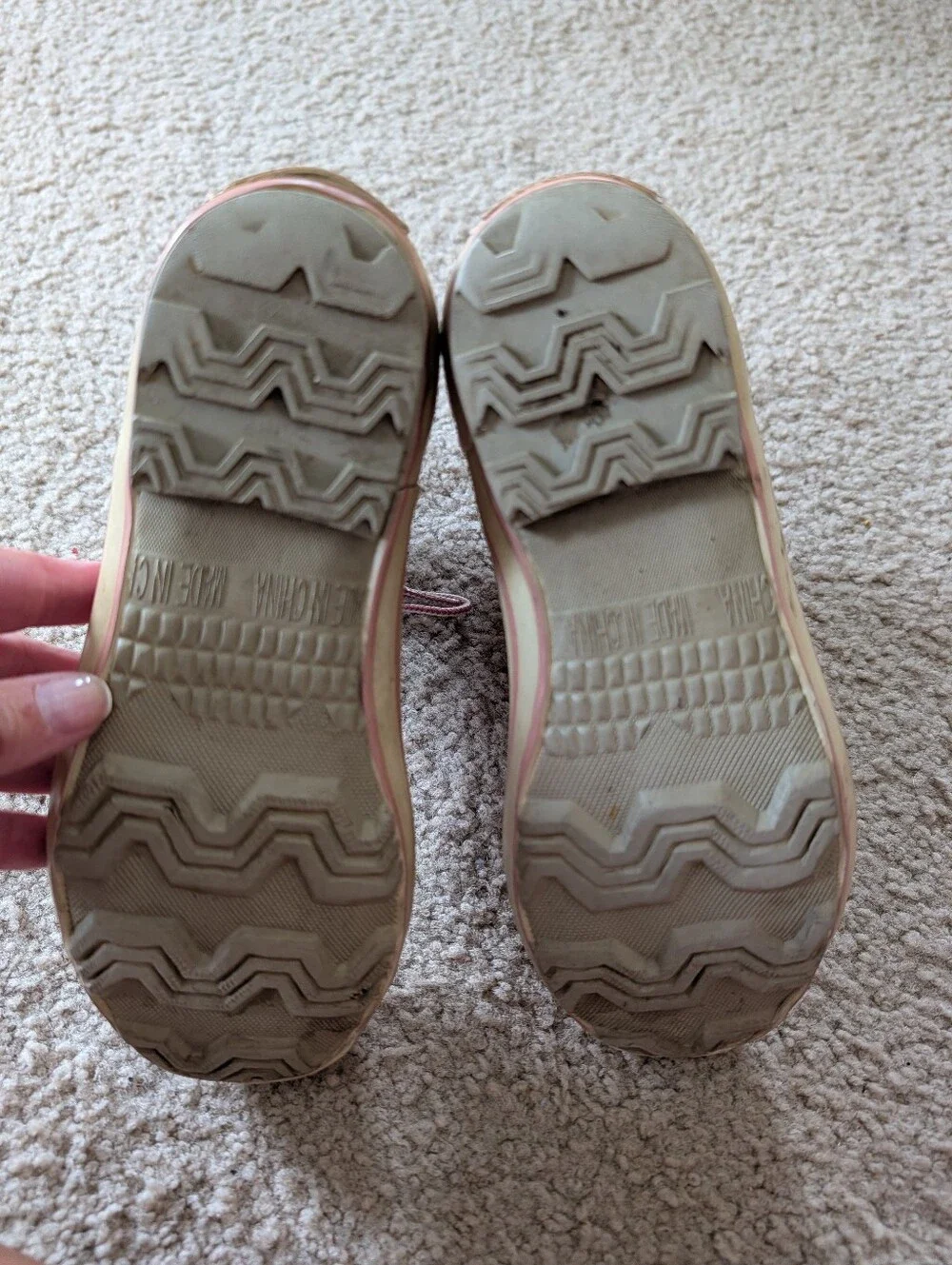 Vintage Timberland Kids Pink and Cream Lace-Up Rain Boots
